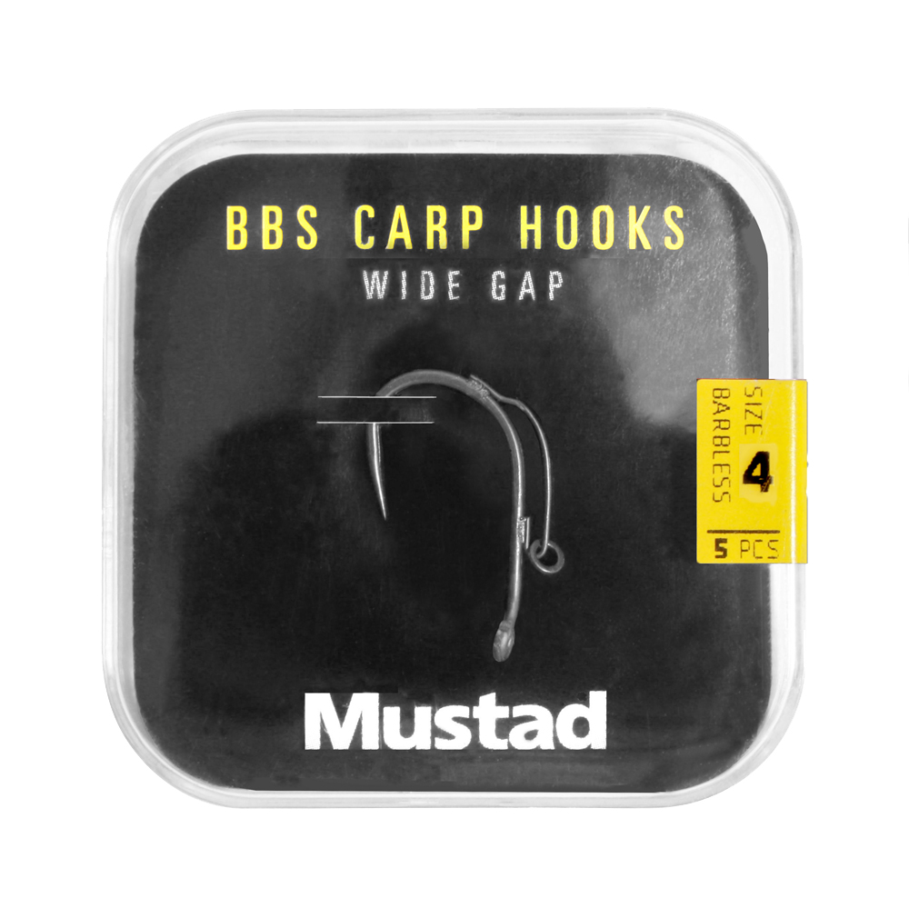 Mustad BBS Wide Gape Micro Barb Carp Hook Size 8 (5pcs)