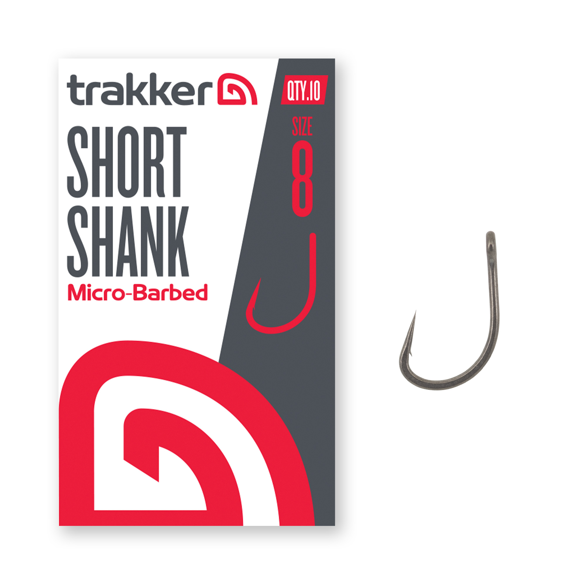 Trakker Short Shank Hooks Size 8 Barbed 10 pieces