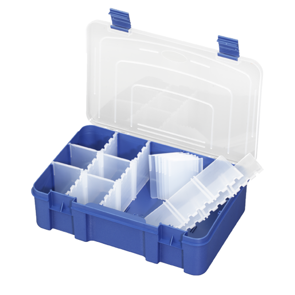 Panaro Tackle Box Blue with Transparent Lid - 196, 1-15 compartments, 276x188xH75 mm