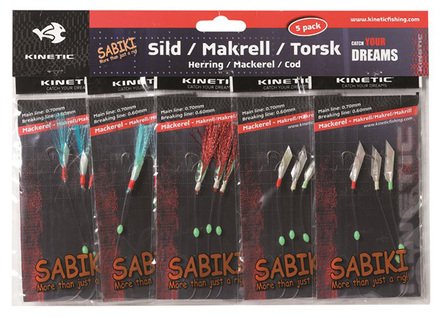 Kinetic Sabiki Rigs 5-pack Mix, perfect for herring and mackerel fishing!