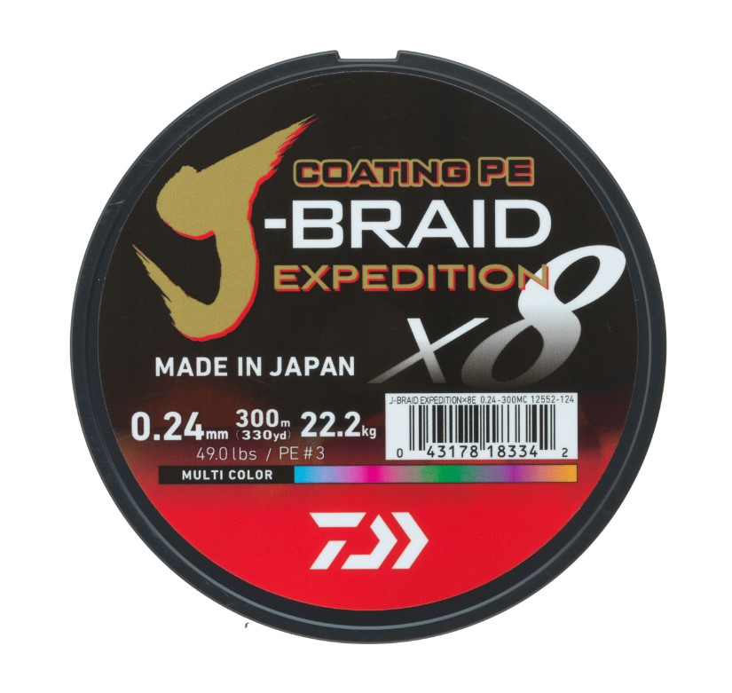 Daiwa J-Braid Expedition Multi-Color X8E Braided Line (3000m)