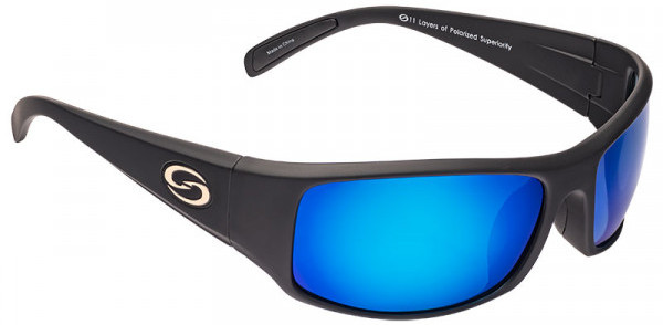 Strike King S11 Optics Sunglasses - Okeechobee Matte Black Frame / Multi Layer White Blue Mirror Gray Base Glasses