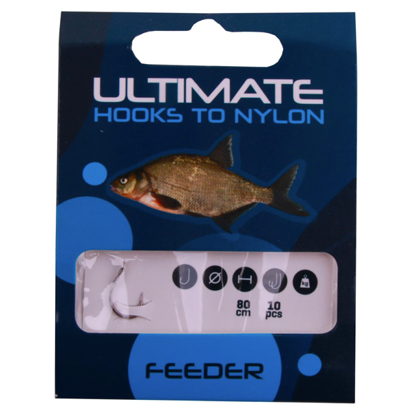 Ultimate Recruit Feeder & Match Set - Ultimate Hooks to Nylon feeder leaders size 14 0,14mm 80cm, 10pcs