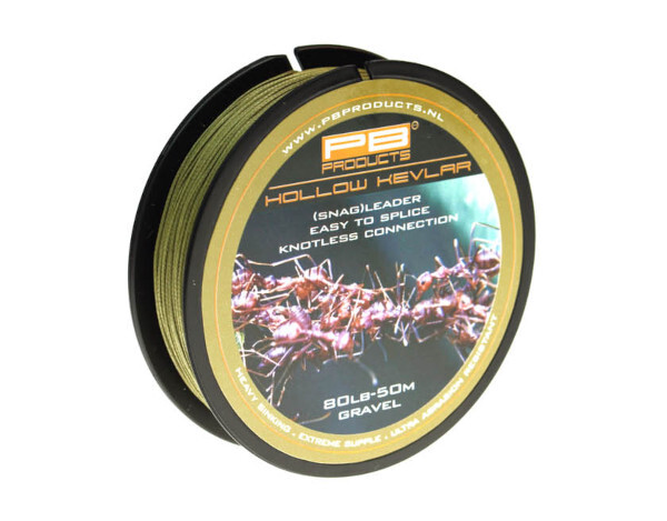 PB Products Hollow Kevlar Leader/Snagleader 50m (80lb) - Gravel