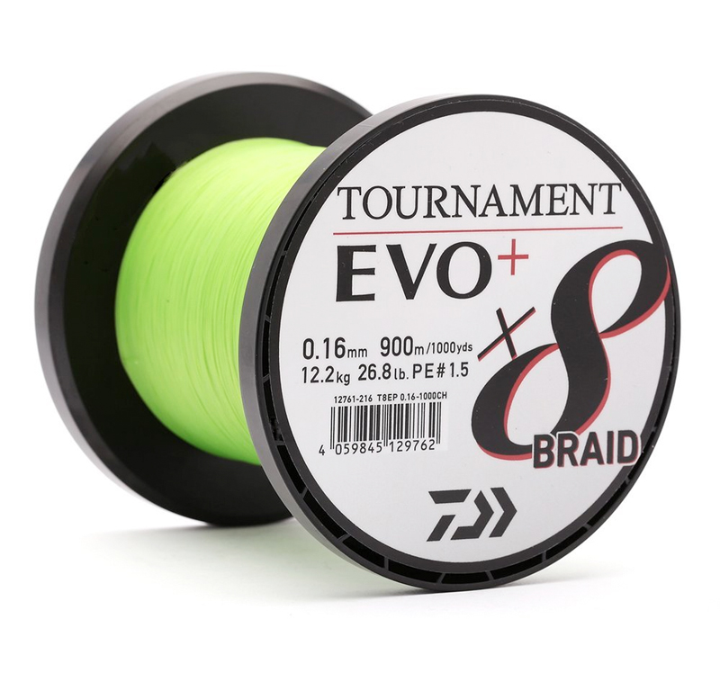 Daiwa Tournament x8 EVO+ Braided Line Chartreuse 900m