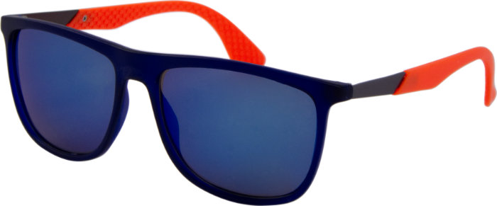 Colorblock Polarized Sunglasses - Matt Black/Orange Frame, Blue Mirror Lens