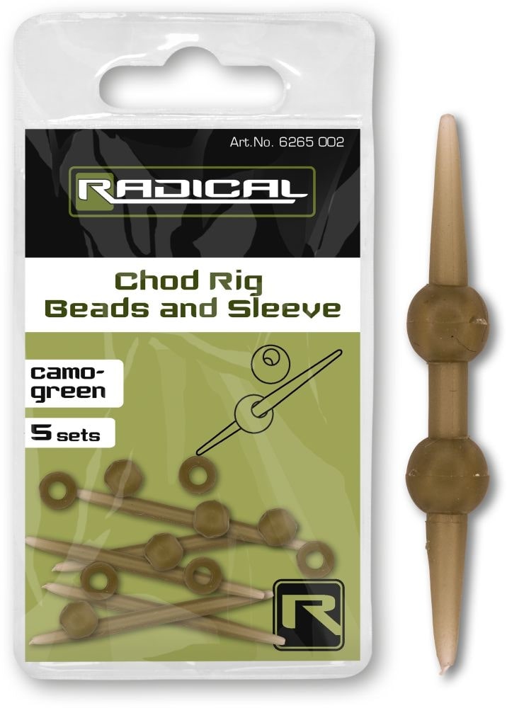 Radical Chod Rig Beads And Sleeve Camo-Green (10+5 pieces)