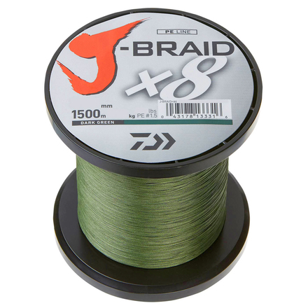 Daiwa J-Braided Line X8 Braided Line Dark Green 1500m