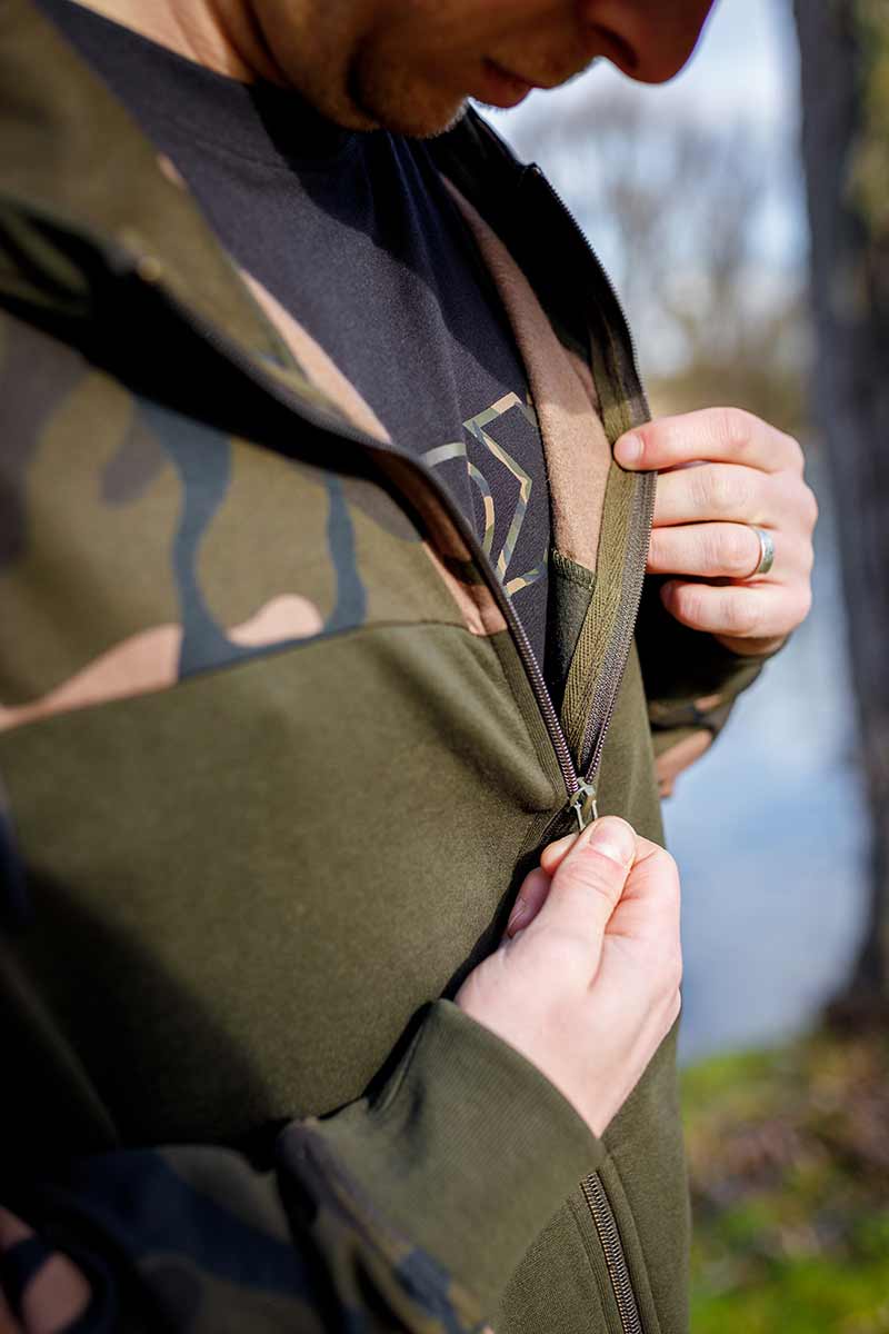 Fox LW Khaki/Camo Split Zip Hoody