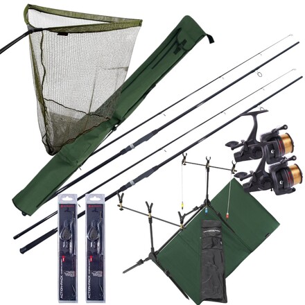 Complete NGT Carp Set with rods, freespool reels, rod pod, bite alarms and end-tackle!