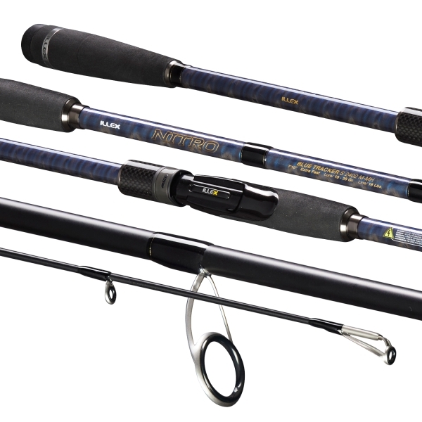 Illex Nitro S 2402 MH Blue Tracker Marine Fishing Spin Rod 2.4m (10-35g)