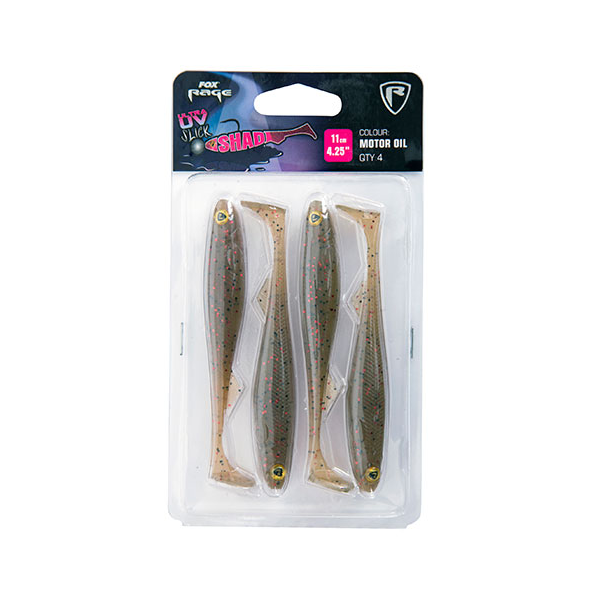 Fox Rage Slick Shad Motor Oil Ultra UV Packs 5pcs