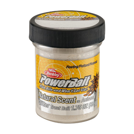 Berkley PowerBait® Natural Glitter Trout Bait 50g - White