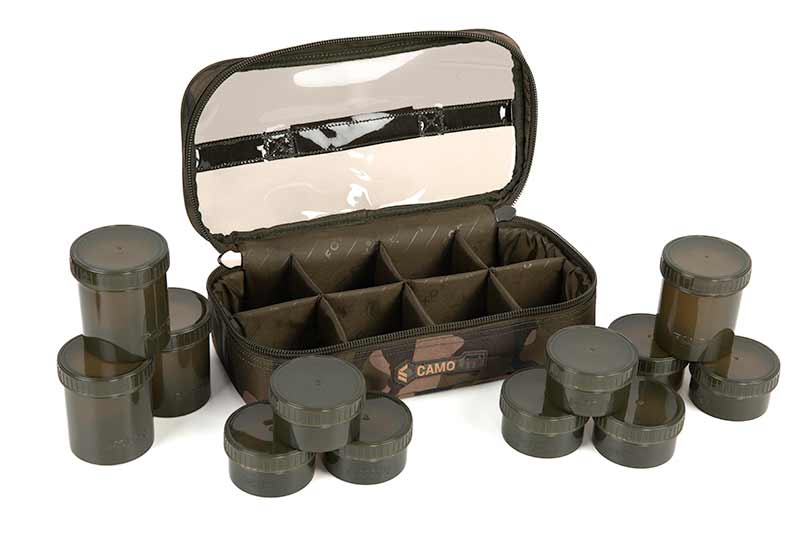 Fox Camolite 12 Pot Hookbait Case (Incl. 12 Pots)