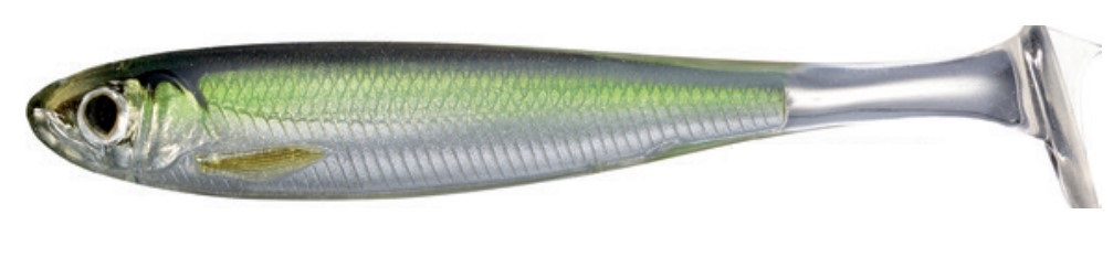 Livetarget Lures Slow-Roll Shiner Paddle Tail Shad 7.6cm (4 pieces) - Silver/Green