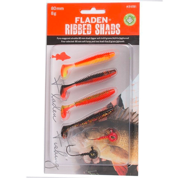 Fladen Soft Lure Assortment Ribbed Shad - Assortment Red - 80 mm, 8 g