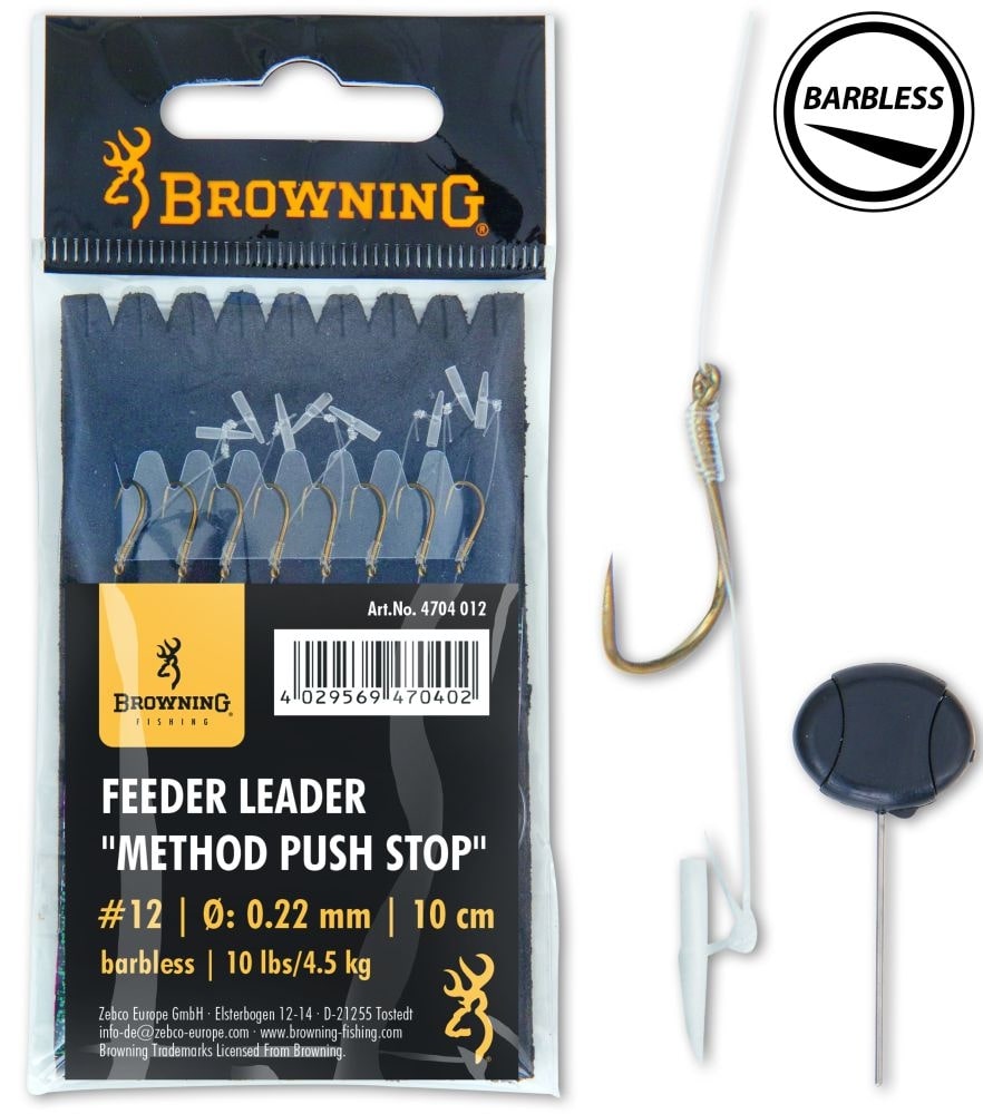 Browning Feeder Leader Method Push Stop Coarse Fish Leader (8 pieces)