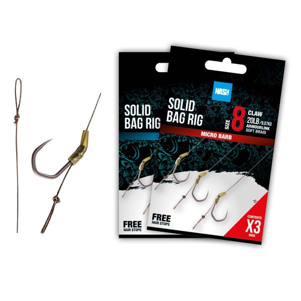 Nash Solid Bag Rig Barbless (3 pieces) (20lb)