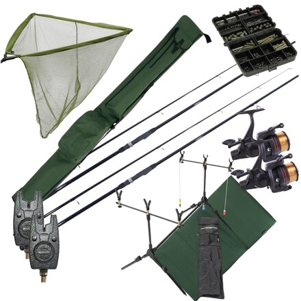 Complete NGT Carp Set with rods, freespool reels, rod pod, bite alarms and end-tackle!