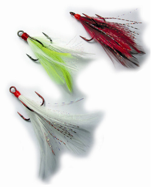 Behr Treble Hooks With Feather, 3 pcs!