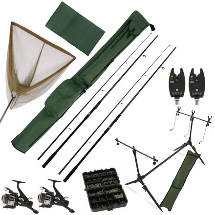 Complete NGT Carp Set with rods, freespool reels, rod pod, bite alarms and end-tackle!