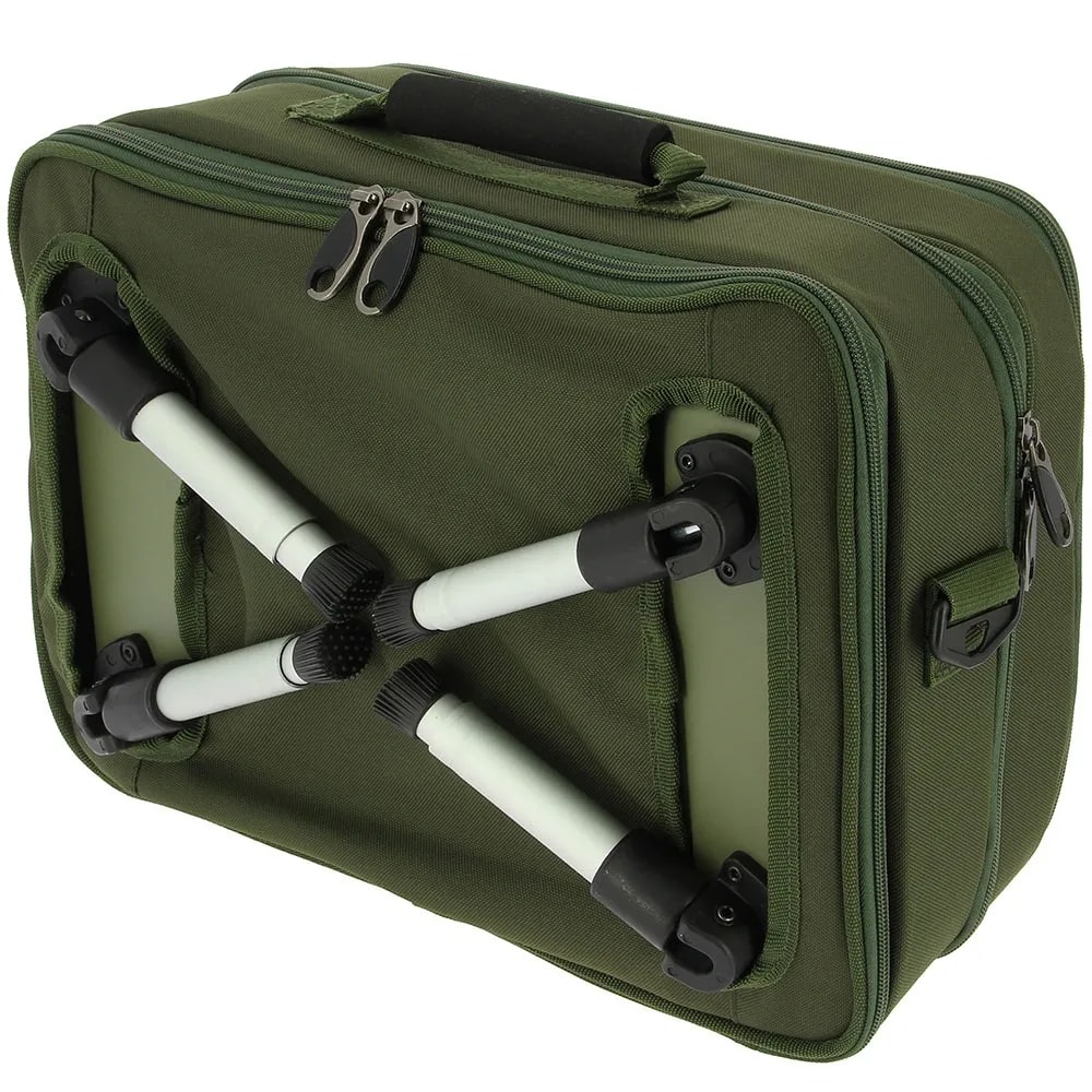 NGT Box Case System with tackle box and built-in bivvy table