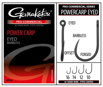 Gamakatsu Pro-C Powercarp Eyed A1 PTFE BL Coarse Hook (10 pieces)