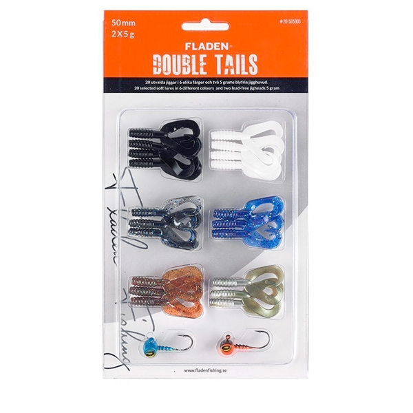 Fladen Soft Lure Assortment Double Tails (multiple options) - Assortment Blue - 50 mm, 5 g