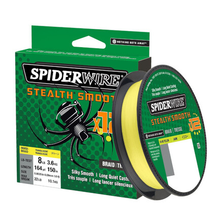 Spiderwire Stealth Smooth 12 Braid Hi-Vis Yellow 150m  (multiple options)