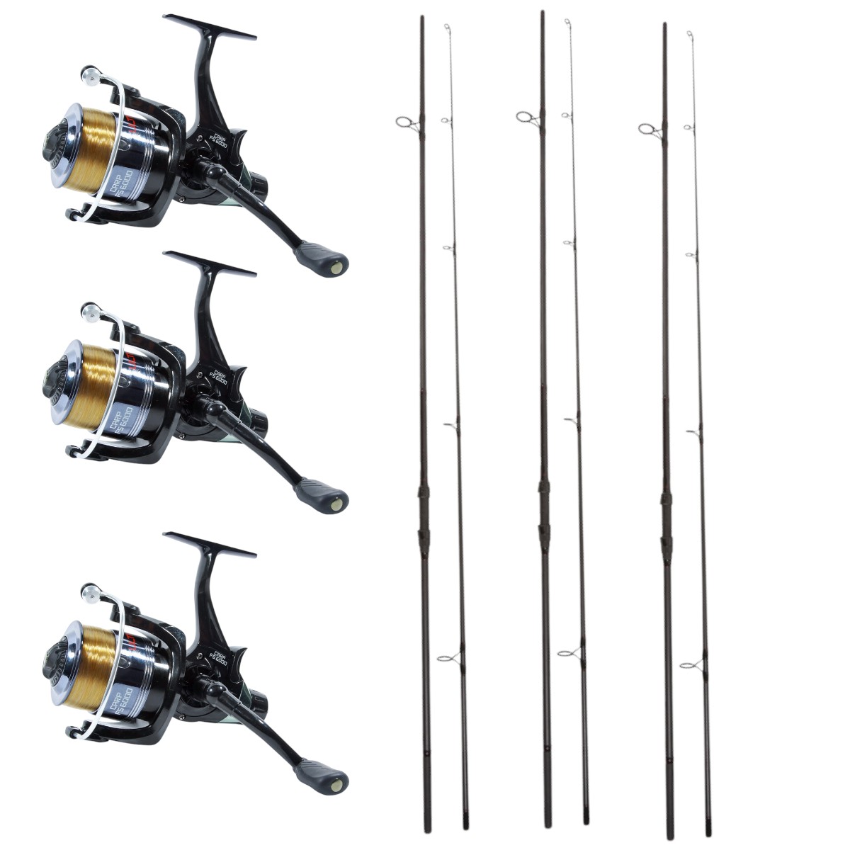 3x Ultimate Adventure Carp II + 3x Ultimate Carp FS 6000 (Carp rod + Baitrunner reel)