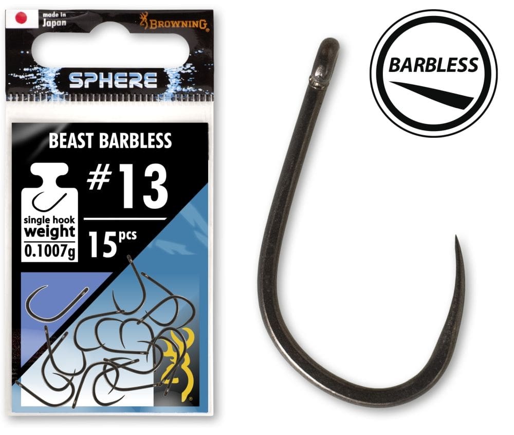 Browning Sphere Beast Barbless Hook With Eye (15 pieces)