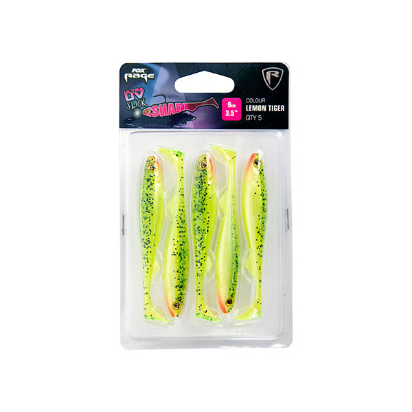 Fox Rage Slick Shad Lemon Tiger UV Packs 5pcs - Lemon Tiger Ultra UV Packs