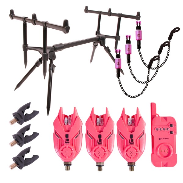 Ultimate E-Tension Pink Bite Alarm/Rodpod Set