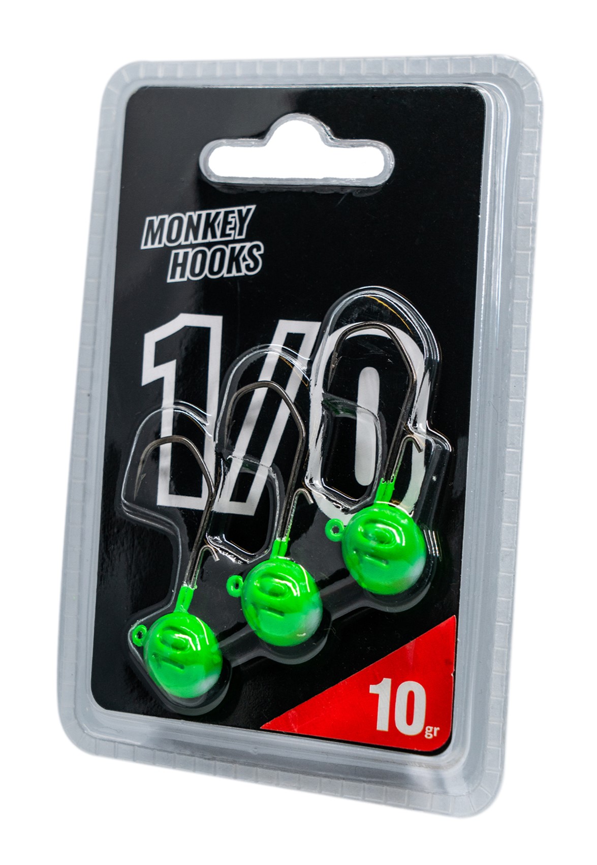 Monkey Lures Monkey Hook 1/0 Green Jighead (3 pieces)