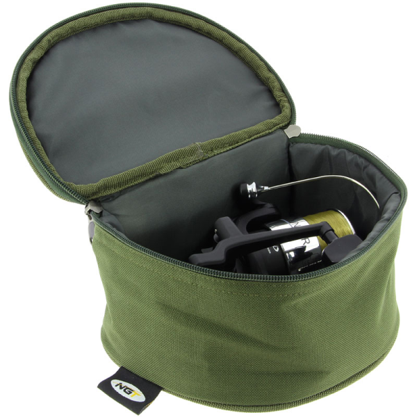 New Olive Green Padded Fishing Reel Case Medium Size NGT 1-5pc 