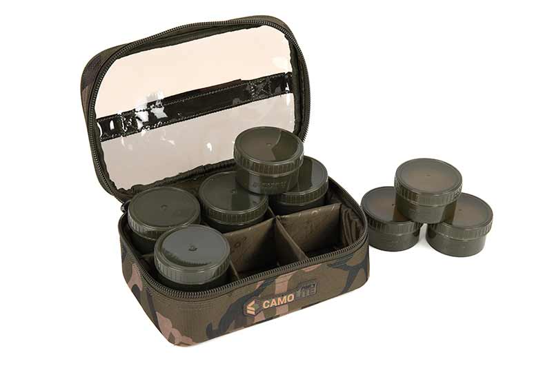 Fox Camolite 8 Pot Hookbait Case (Incl. 8 Pots)