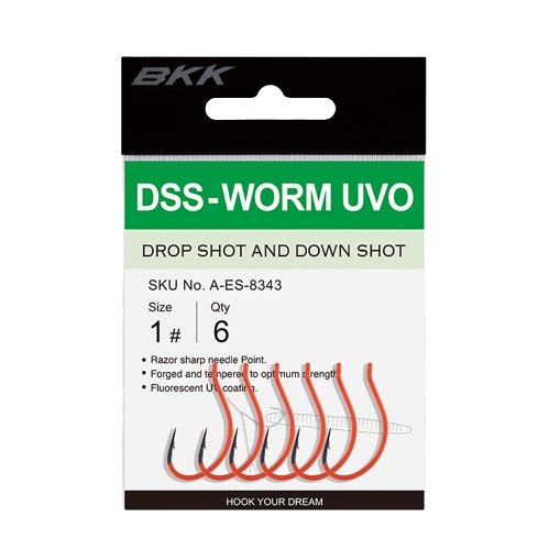 BKK DSS-Worm UV Dropshot Hook #4 (6 pieces)