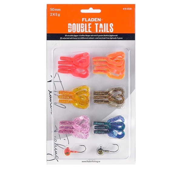 Fladen Soft Lure Assortment Double Tails (multiple options) - Assortment Red - 50 mm, 5 g